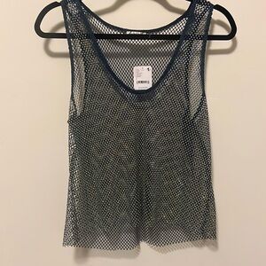 NWT! Free People Sheer Mesh Tank Top with Rhinestones